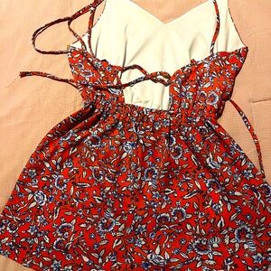AQUA Orange & Blue Foral Romper